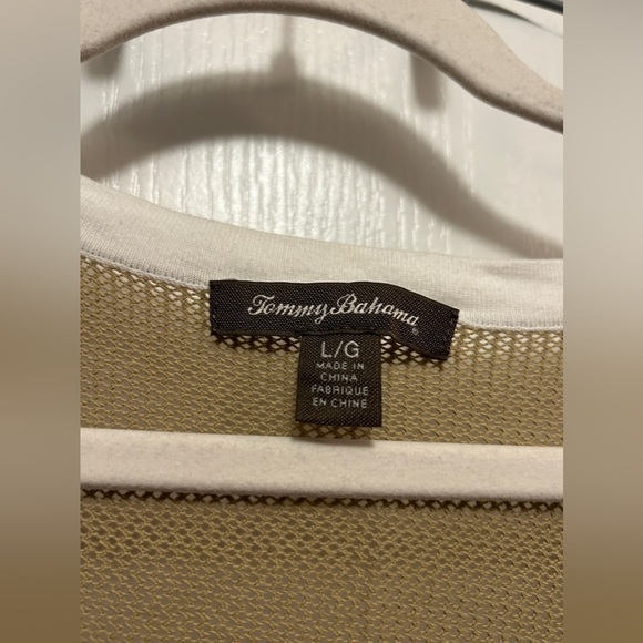 Tommy Bahama Striped Swimsuit Cover Top Sand White Sz large long sleeve coastal - Picture 5 of 16